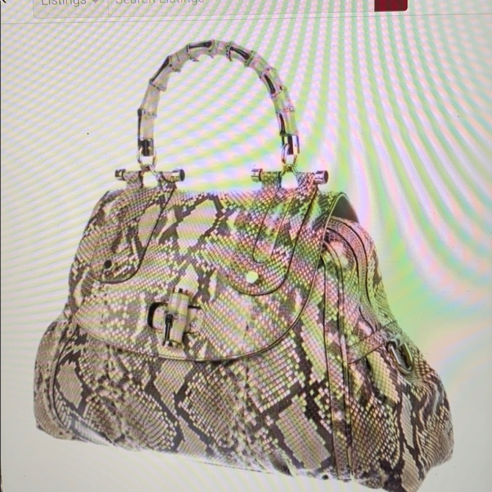 Gucci Python Leather Trim With Bamboo Handle - image 8